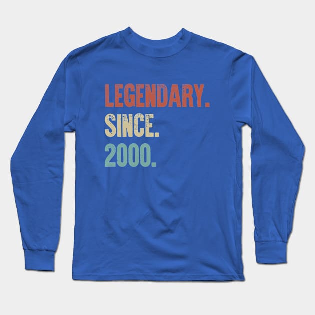 Retro Vintage 20th Birthday Legendary Since 2000 Long Sleeve T-Shirt by DutchTees